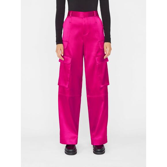 Frame Pants - Frame 'Relaxed' Pink Satin Straight Cargo Pant Size 4 - NWT